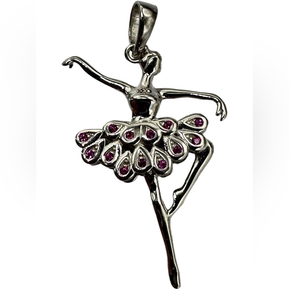 Sterling Silver Ballerina Ruby CZ Pendant 925 Sterling Silver BEAUTIFUL NEW! - Picture 11 of 14